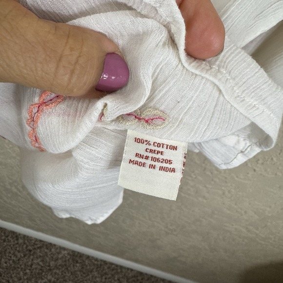 Sundance Embroidered White Boho Top Size M Cottage Cotton Flowy Sparkle Festival - Picture 6 of 8